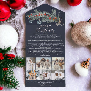 Year review pine red Merry Christmas 6 photos All In One Invitation