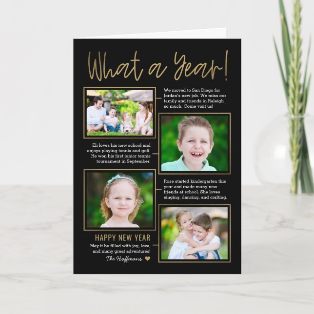 Year Summary Editable Colour New Year Photo Card (Front)