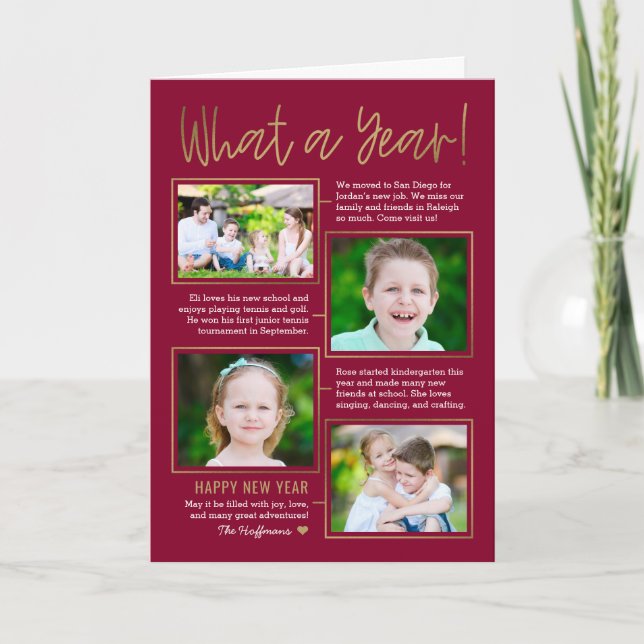 Year Summary Editable Colour New Year Photo Card (Front)