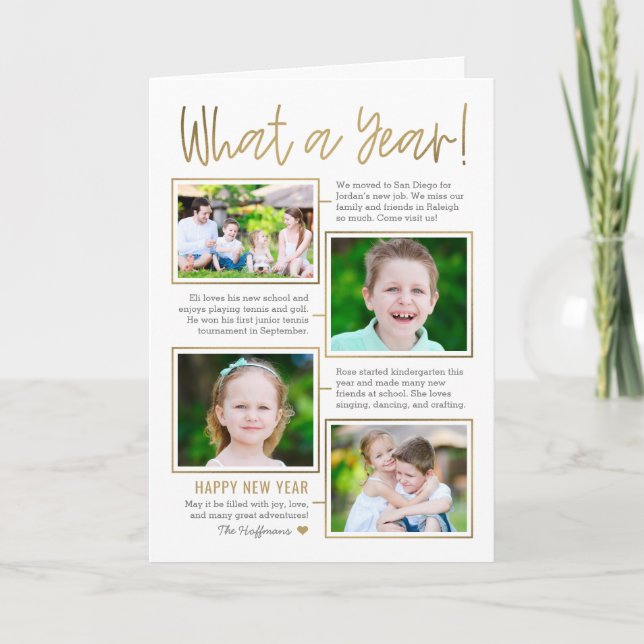 Year Summary Editable Colour New Year Photo Card (Front)