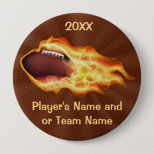 YEAR, TEAM and PLAYER'S NAME on Football Buttons