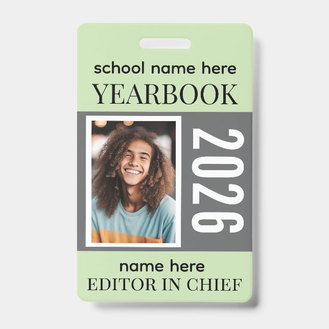 Yearbook Staff Badge Fully Customizable ID Badge (Front)
