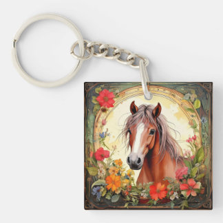Yearling Colt and Wildflowers Key Ring