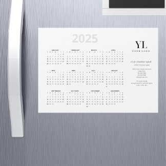 Yearly 2025 Calendar Business Logo Magnetic Card