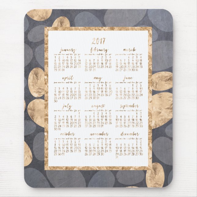 Yearly Calendar 2017 Mouse Gold Foil Dark Grey Mat (Front)