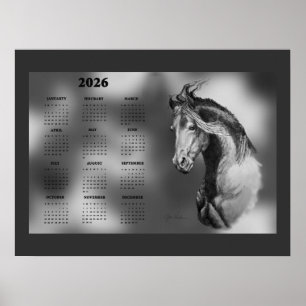 Yearly Calendar Beautiful Stallion Horse Poster