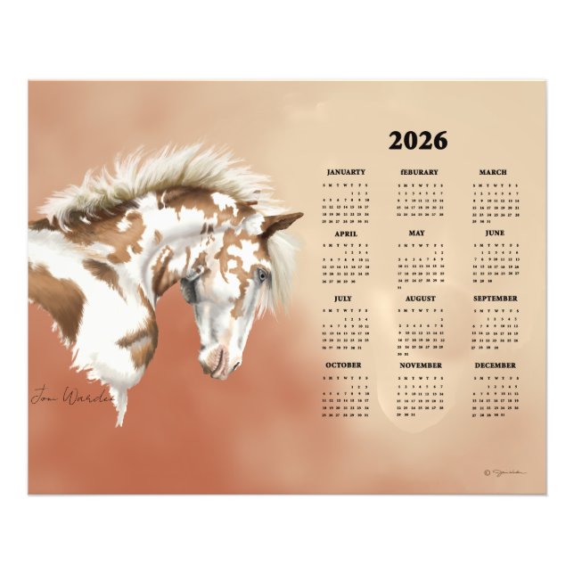 Yearly Calendary Poster Wild Painted Mustang (Front)