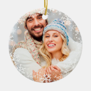 Yearly Christmas White Snowflakes Custom Colour Ceramic Tree Decoration