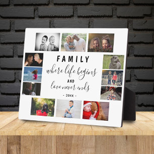 Yearly Family Keepsake Saying 12 Photo Collage Plaque