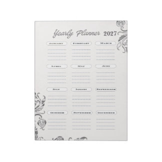 Yearly Planner Calendar Notepad