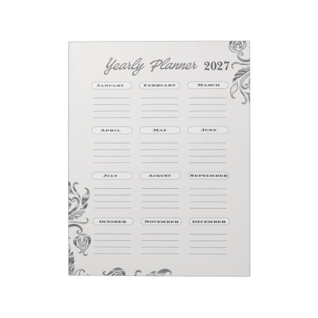 Yearly Planner Calendar  Notepad (Rotated)