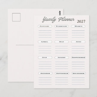 Yearly Planner Calendar Postcard