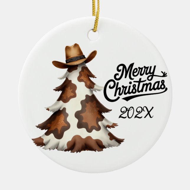 Yearly Western Christmas Tree Ceramic Tree Decoration (Front)