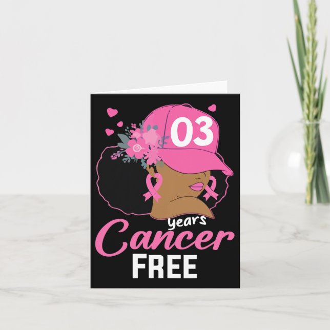 Years Cancer Free Survivor Breast Cancer Black Wom Card (Front)