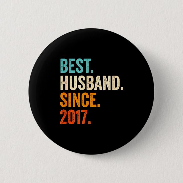 Years Husband Since 2017 8th Wedding 6 Cm Round Badge (Front)