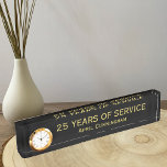 Years of Service Employee Awards Desk Name Plate<br><div class="desc">This years of service employee award features a clock on the left side of a desk name plate. There is a black background on which you can customise the years of service and the name of the person in gold. If you are looking for service awards ideas, this may be...</div>