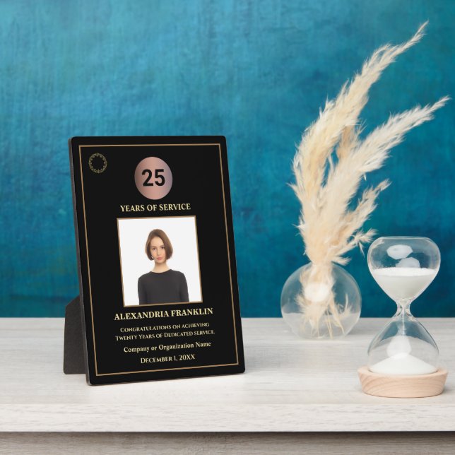 Years of Service Month Employee Photo Custom Award Plaque (Side)