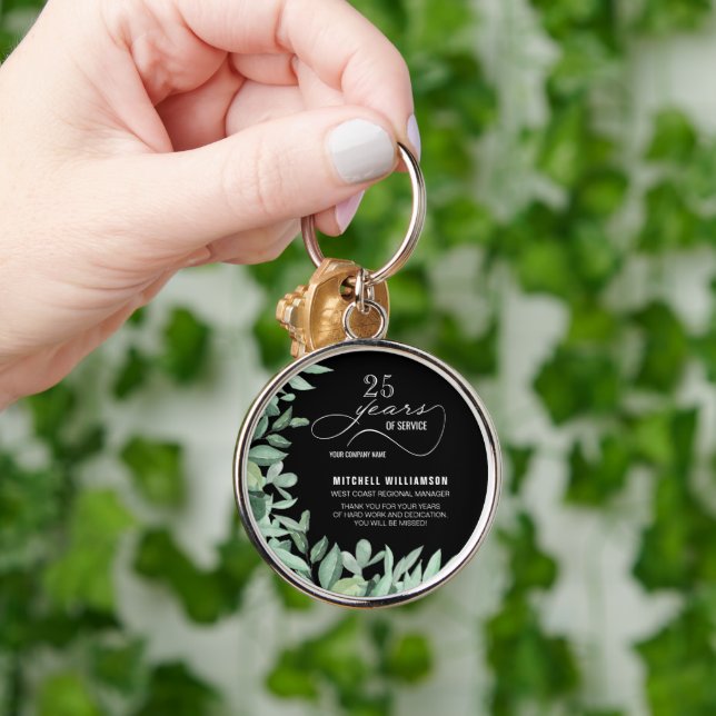 Years of Service Retirement Greenery Keepsake Key Ring (Hand)