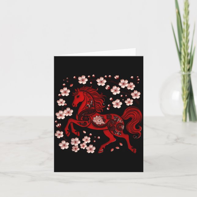 Years Of The Horse Lunar Zodiac Happy Chinese New  Card (Front)