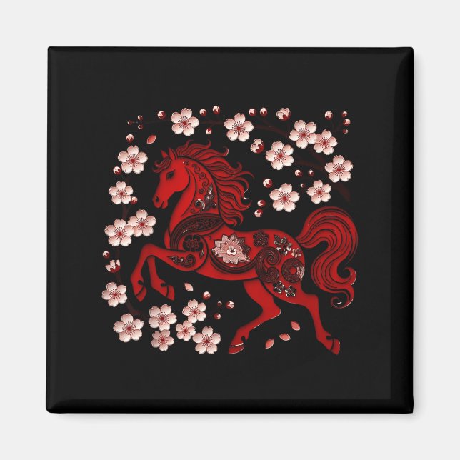 Years Of The Horse Lunar Zodiac Happy Chinese New  Magnet (Front)