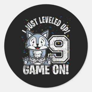 Years Old 9th Birthday Wolf Boy Girl Gifts Video G Classic Round Sticker