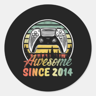 Years Old Boy Awesome Since 2014 Video Game 9th Bi Classic Round Sticker