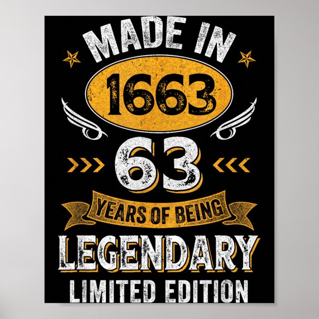 Years Vintage 1963 63 Old Birthday Poster (Front)