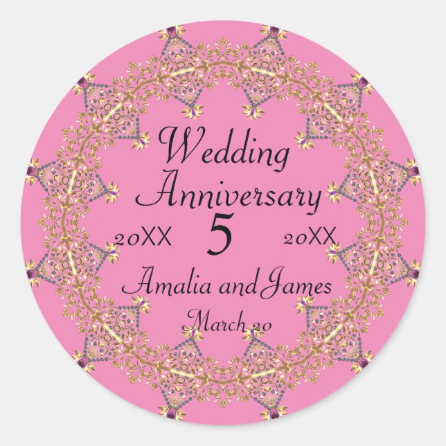 years Wedding Anniversary Gifts for Couples Cong Classic Round Sticker (Front)