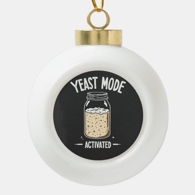 Yeast Mode Activated Baking Cooking Chef  Ceramic Ball Christmas Ornament (Front)