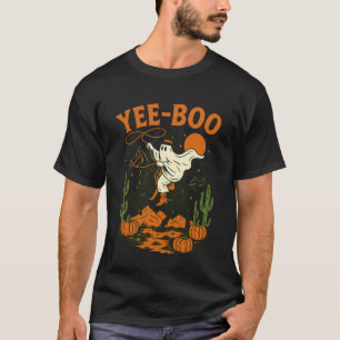 Yee Boo Ghost Riding Horse Halloween Pumpkin Moon T-Shirt