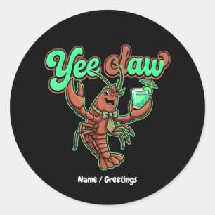 Yee Claw Retro Crawfish Bow Coastal Cocktail  Classic Round Sticker