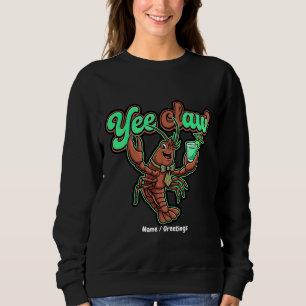 Yee Claw Retro Crawfish Bow Coastal Cocktail Sweatshirt