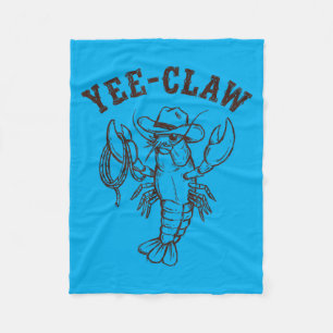 Yee-Claw Western Cowboy Crawfish Summer Seafood Fleece Blanket