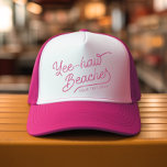Yee-haw Beaches Custom Matching Spring break Trucker Hat<br><div class="desc">Spring break's callin',  and your squad's answerin' in bohotown trucker style! Ditch the ordinary,  strap on these hats as rad as a desert sunset,  splashed in boho vibes. Your names or cheeky slogan blazes across the foam front in western-inspired fonts,  whisperin' "Yee-haw,  beaches!" with a wink.</div>
