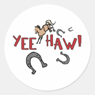 Yee Haw Bucking Horse Classic Round Sticker