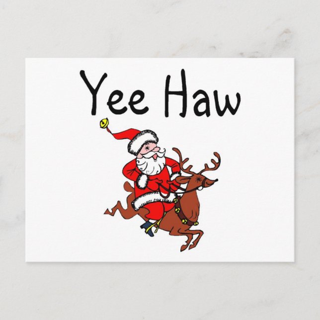 Yee Haw Christmas Cowboy Santa Claus Holiday Postcard (Front)