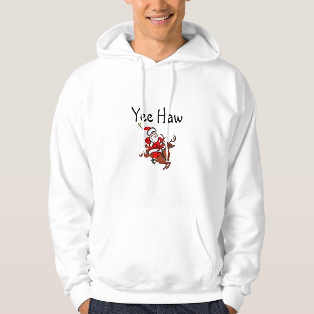 Yee Haw Christmas Cowboy Santa Claus Hoodie (Front)