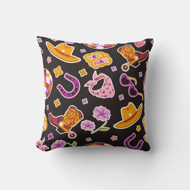 Yee Haw Cowboy Boots Hat Deco Cushion (Front)