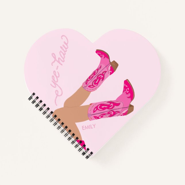Yee-Haw Cowgirl Boots Custom Name  Notebook (Front)