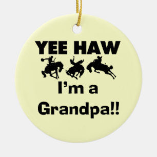 Yee Haw I'm a Grandpa T-shirts and Gifts Ceramic Tree Decoration