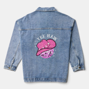 Yee Haw Pink Purple Cowgirl Disco Rodeo  Denim Jacket