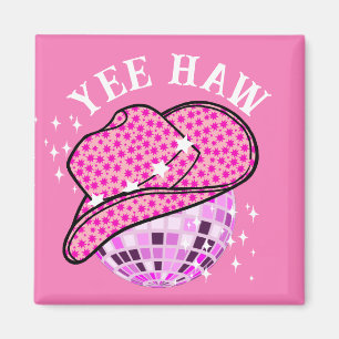 Yee Haw Pink Purple Cowgirl Disco Rodeo  Magnet