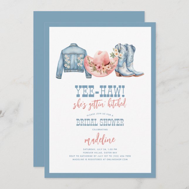 Yee-Haw She's Gettin Hitched Bridal  Invitation (Front/Back)
