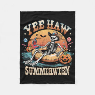 Yee Haw Summerween Cowboy Skeleton Western Hallowe Fleece Blanket