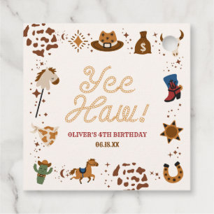 Yee Haw! Western Cowboy Rodeo Birthday Party Favour Tags