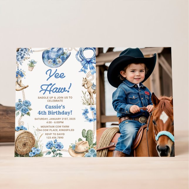 Yee Haw! Western Cowboy Rodeo Birthday Party Invitation (Creator Uploaded)