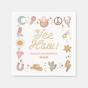 Yee Haw! Western Disco Cowgirl Birthday Party Napkin