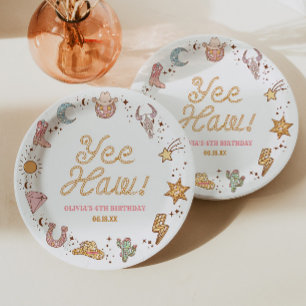 Yee Haw! Western Disco Cowgirl Birthday Party Paper Plate