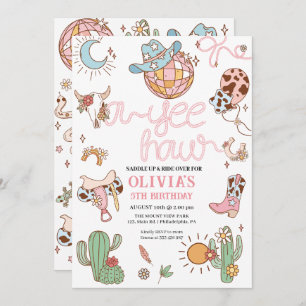 Yee how Girl Birthday Disco Rodeo Party Save The Date