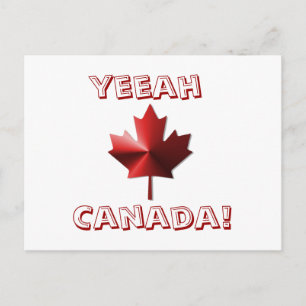 Yeeah Canada Flag Maple Leaf Post Card